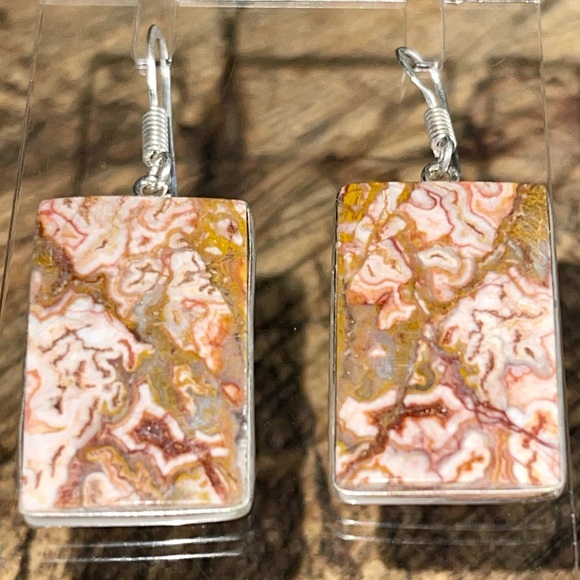 Crazy Lace Agate Earrings 1 7/8” - Picture 2 of 10